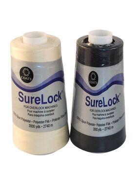 Coats SureLock Overlock Sewing Thread Polyester Black Bone 3000 Yds